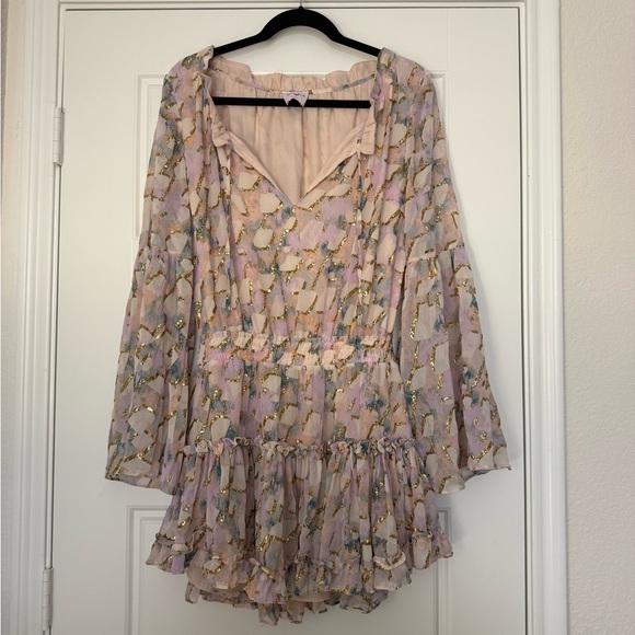 Floral Ruffle ROMPER Dress in Pastel Shades - Picture 2 of 6